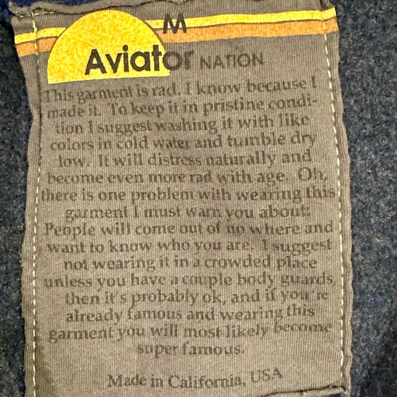 Aviator Nation 5 Stripe Hoodie Navy // Blue Unisex Size M Zip - Picture 4 of 4